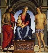 Pietro Perugino Madonna with Child Enthroned between Saints John the Baptist and Sebastian Sweden oil painting artist